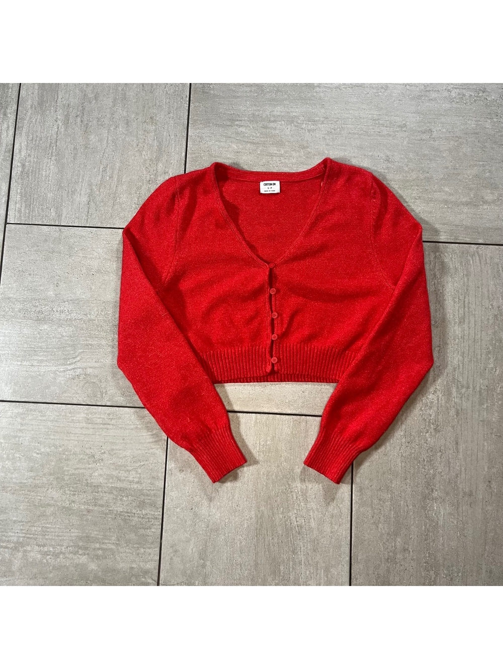 Cotton On Red Cropped Cardigan Sweater Size Small
